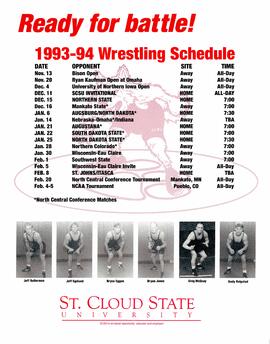 Wrestling season schedule poster, St. Cloud State University