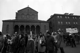 Vietnam War protest in downtown St. Cloud near the cathedral