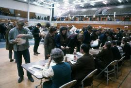 Students register for classes at Halenbeck Hall (1965), St. Cloud State University