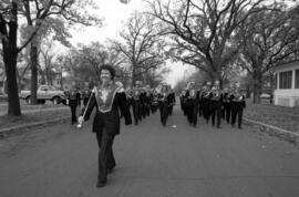 Marching band at the homecoming parade, St. Cloud State University