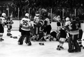 St. Cloud State and University of Wisconsin-River Falls hockey players fight, St. Cloud State University