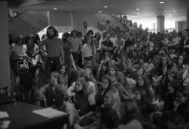 Students listen to speeches, Day of Peace protest, St. Cloud State University