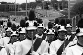 Marching band at the homecoming parade, St. Cloud State University