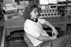 Janice Severson sits in KVSC studios, St. Cloud State University