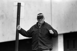 Baseball player John King's father at the St. Cloud State University baseball game against Southwest State University