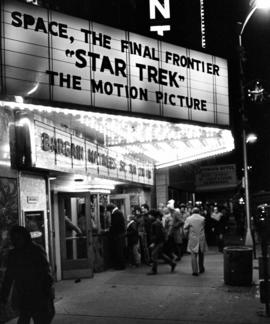 Paramount Theatre marquee that reads "Star Trek: The Motion Picture"