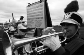 Marching band performs at homecomingﾠ football game, St. Cloud State University