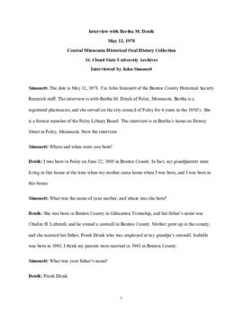 General oral history transcript - Bertha Dzuik