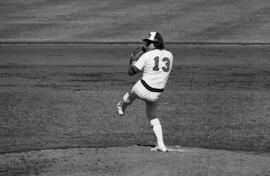 Dan Meyer pitches during a St. Cloud State University baseball game against Augsburg College