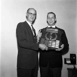 John Weismann with wrestler Gary Smith, St. Cloud State University