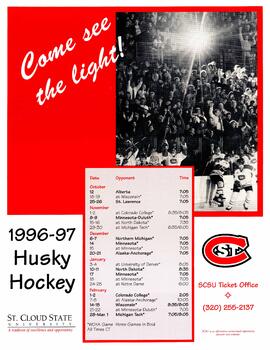 Men's hockey season schedule poster, St. Cloud State University