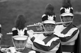 Marching band performs at homecomingﾠ football game, St. Cloud State University