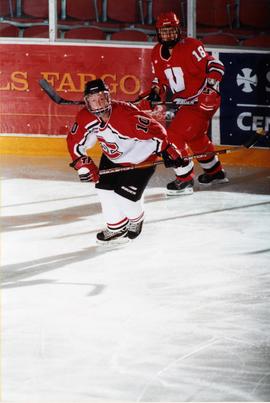 St. Cloud State hockey player Dana Pretty during a hockey game against the University of Wisconsin