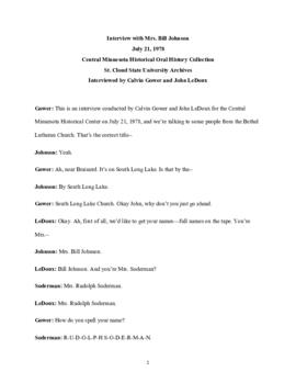 Church oral history transcript - Mrs. Bill Johnson
