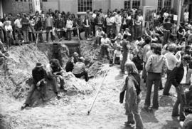 Protestors gather, Day of Peace protest, St. Cloud State University