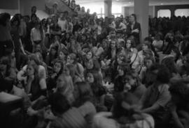 Students listen to speeches, Day of Peace protest, St. Cloud State University