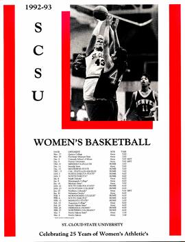 Women's basketball season schedule poster, St. Cloud State University
