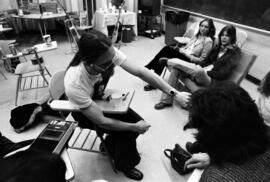 Shawn Phillips meets with people in a classroom before his performance St. Cloud State University