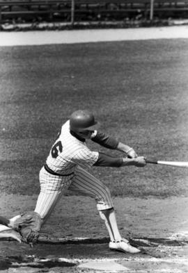 Darrell Watercott swings a bat during a St. Cloud State University baseball game