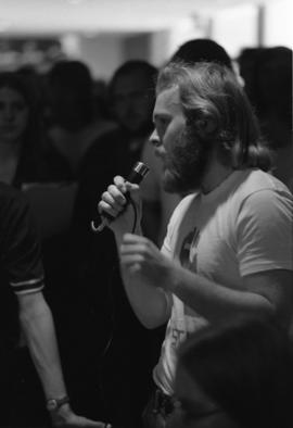 A man speaks, Day of Peace protest, St. Cloud State University