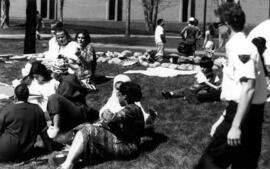 Hunger strikers, including student Jerry Lopez, gather together, St. Cloud State University