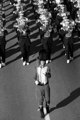Marching band at the homecoming parade, St. Cloud State University