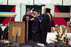 Minnesota labor and civil rights activist Nellie Stone Johnson receives the first honorary degree awarded by St. Cloud State University