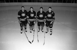 St. Cloud State hockey players Tony Schmalzbauer, Scott Chartier, Craig Shermoen, and Vic Brodt