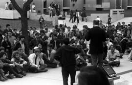 Myron Anderson speaks at an anti-Vietnam War protest in front of Stewart Hall (1948), St. Cloud State University