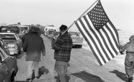 People in Lowry, Minnesota protest the installation of high power electrical lines